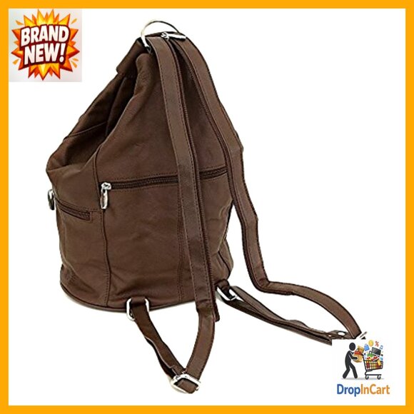 Leather Convertible Sling Backpack Purse 7 Pocket Adjustable Strap Hobo Style